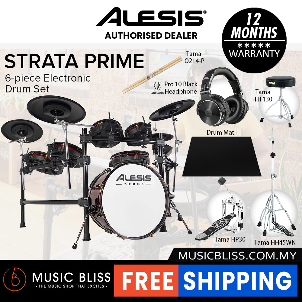 Alesis Strata Prime Electronic Drum Kit with Tama Hardware, Drumstick, Drum Stool, and Headphone