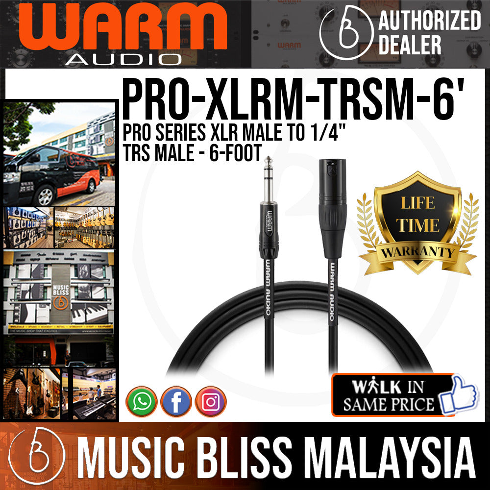 Warm Audio Pro Series XLR Male to 1/4" TRS Male - 6-foot (Pro-XLRm-TRSm-6') - Music Bliss Malaysia