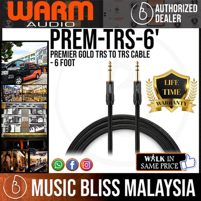 Warm Audio Premier Gold TRS to TRS Cable - 6-foot (Prem-TRS-6') - Music Bliss Malaysia