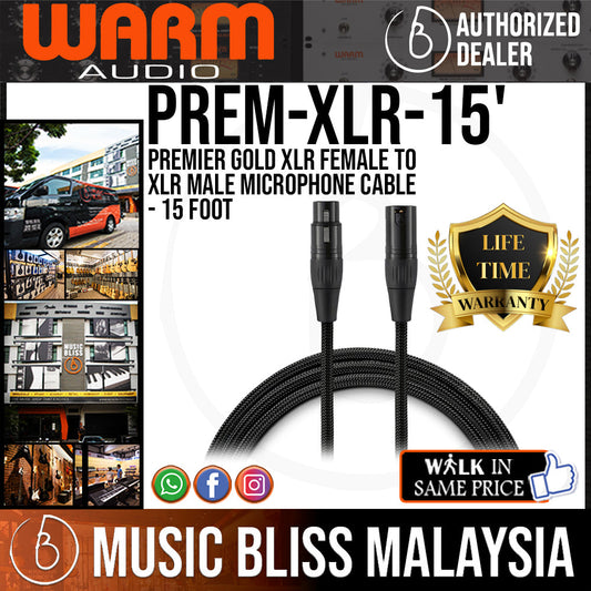 Warm Audio Premier Gold XLR Female to XLR Male Microphone Cable - 15-foot (Prem-XLR-15') - Music Bliss Malaysia