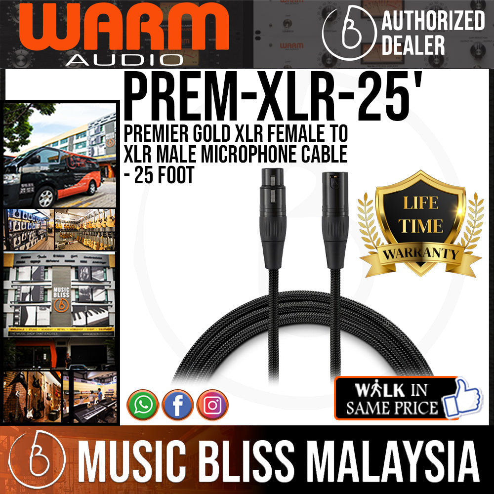 Warm Audio Premier Gold XLR Female to XLR Male Microphone Cable - 25-foot (Prem-XLR-25') - Music Bliss Malaysia