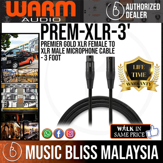 Warm Audio Premier Gold XLR Female to XLR Male Microphone Cable - 3-foot (Prem-XLR-3') - Music Bliss Malaysia