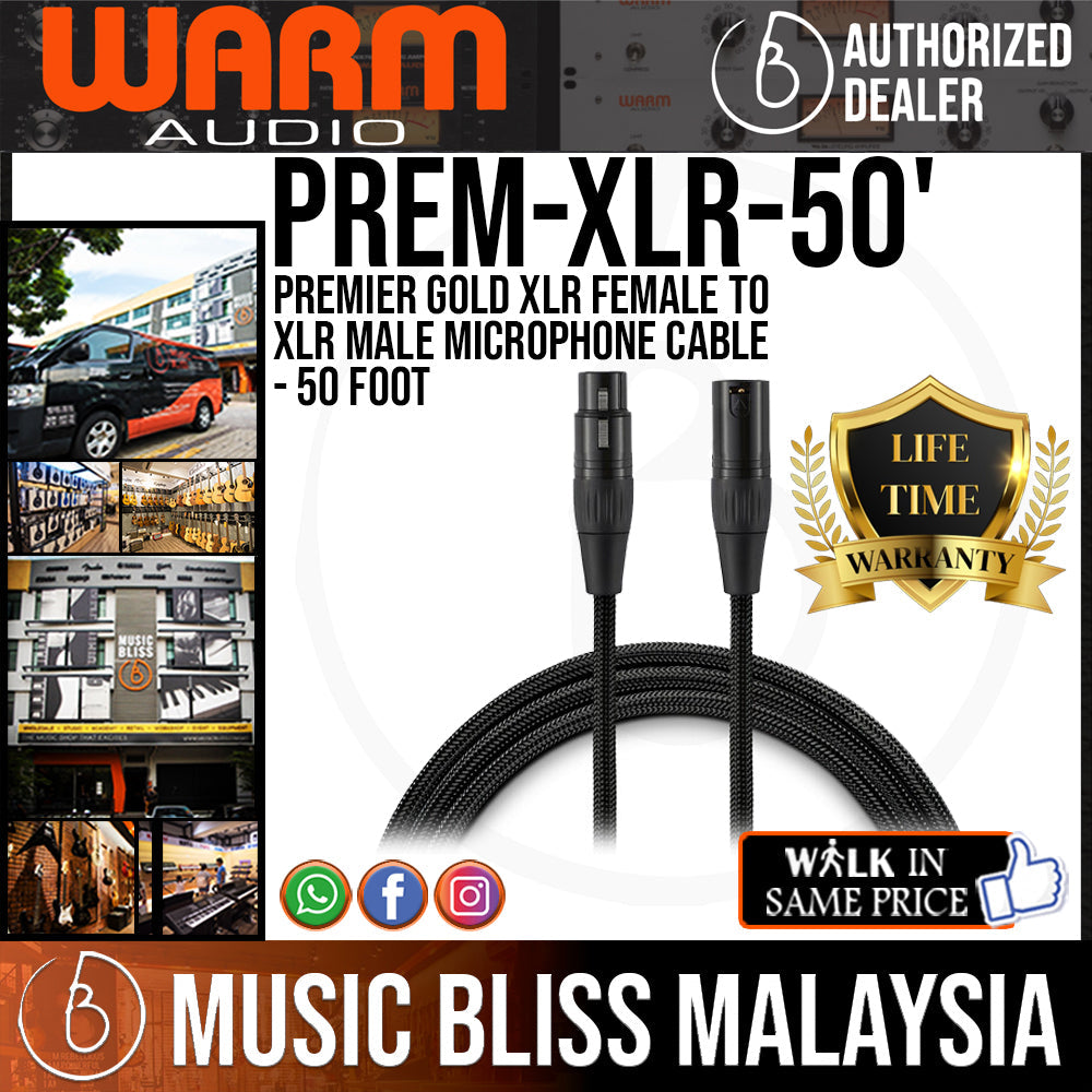 Warm Audio Premier Gold XLR Female to XLR Male Microphone Cable - 50-foot (Prem-XLR-50') - Music Bliss Malaysia