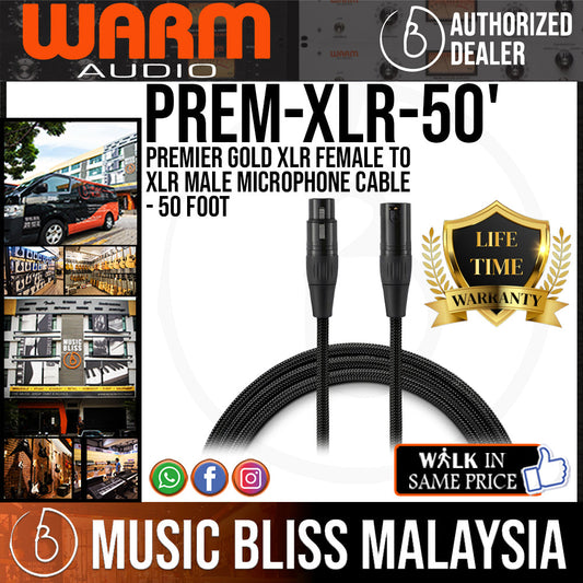 Warm Audio Premier Gold XLR Female to XLR Male Microphone Cable - 50-foot (Prem-XLR-50') - Music Bliss Malaysia