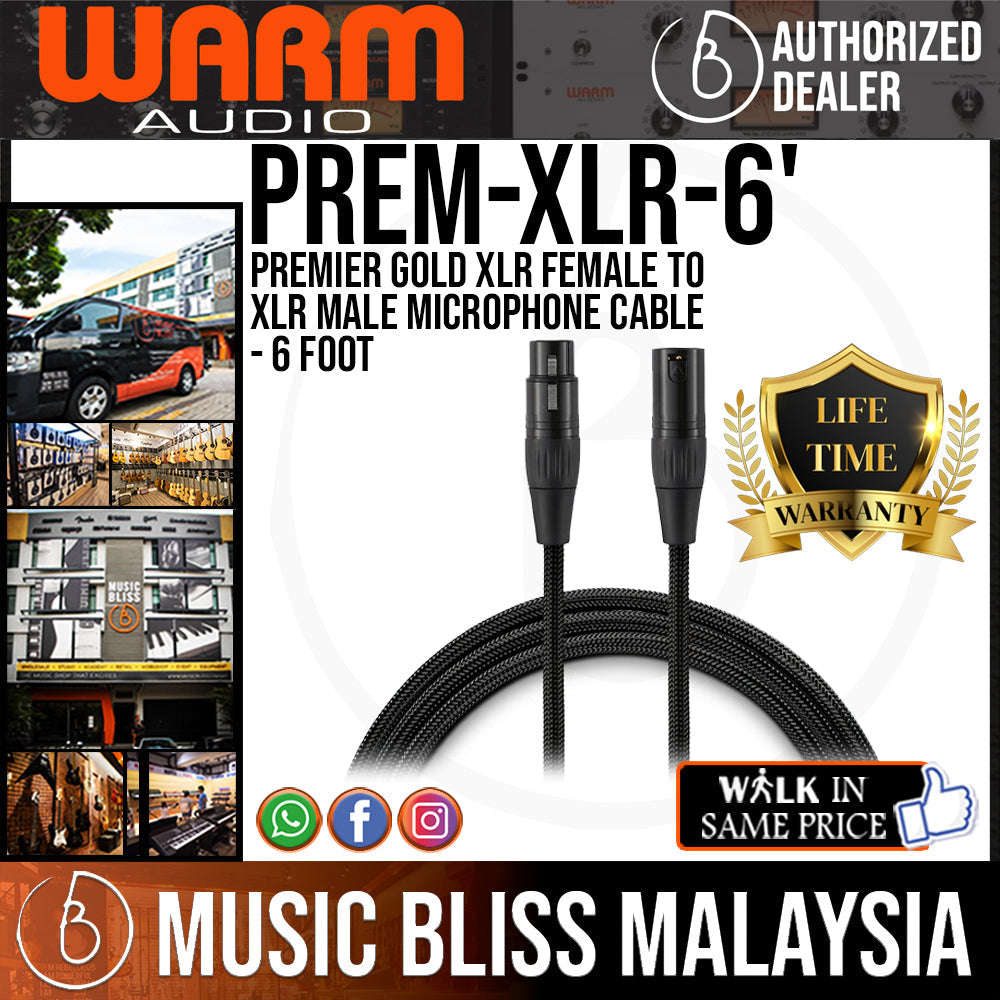 Warm Audio Premier Gold XLR Female to XLR Male Microphone Cable - 6-foot (Prem-XLR-6') - Music Bliss Malaysia