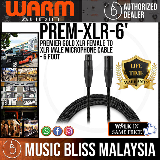 Warm Audio Premier Gold XLR Female to XLR Male Microphone Cable - 6-foot (Prem-XLR-6') - Music Bliss Malaysia