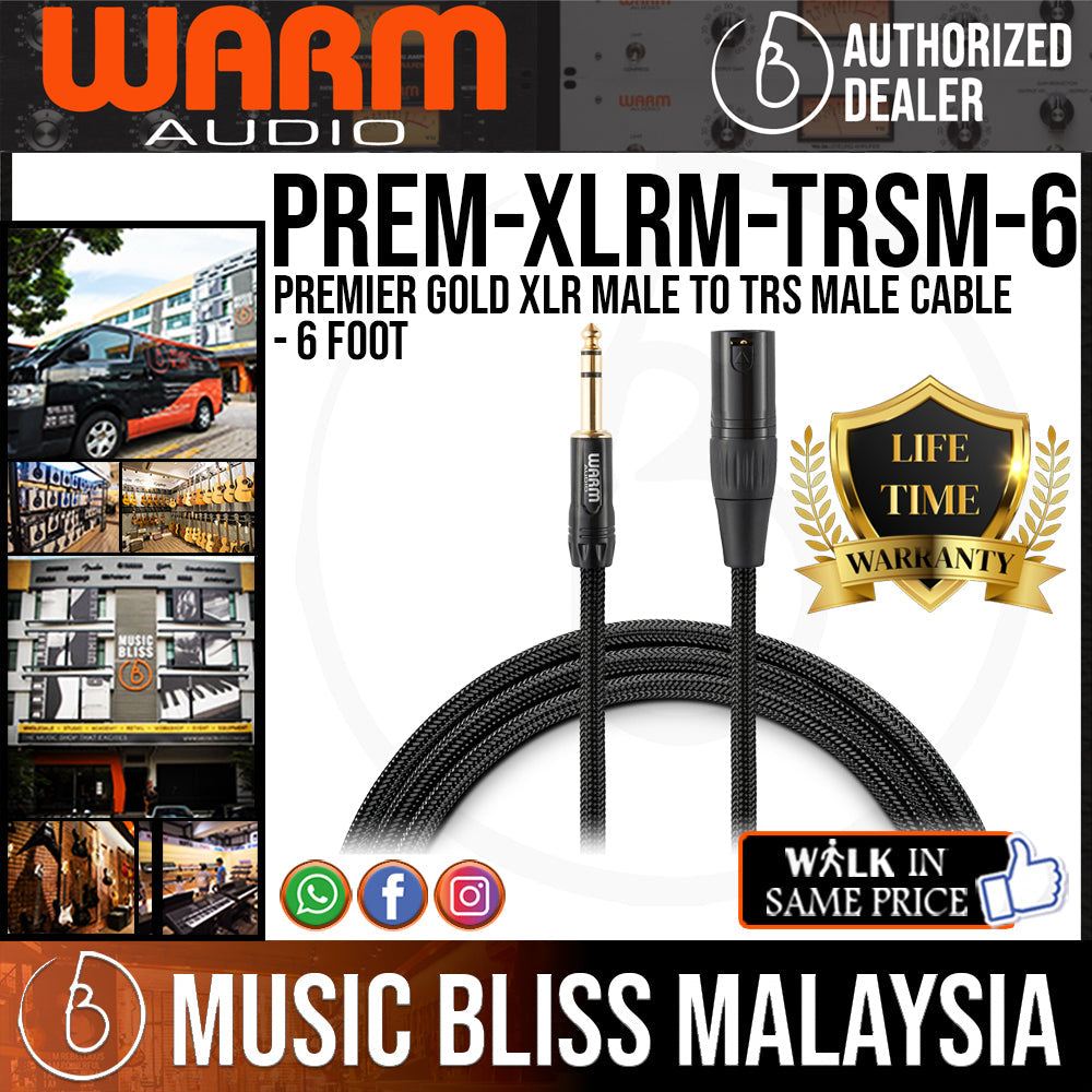 Warm Audio Premier Gold XLR Male to TRS Male Cable - 6-foot (Prem-XLRm-TRSm-6') - Music Bliss Malaysia