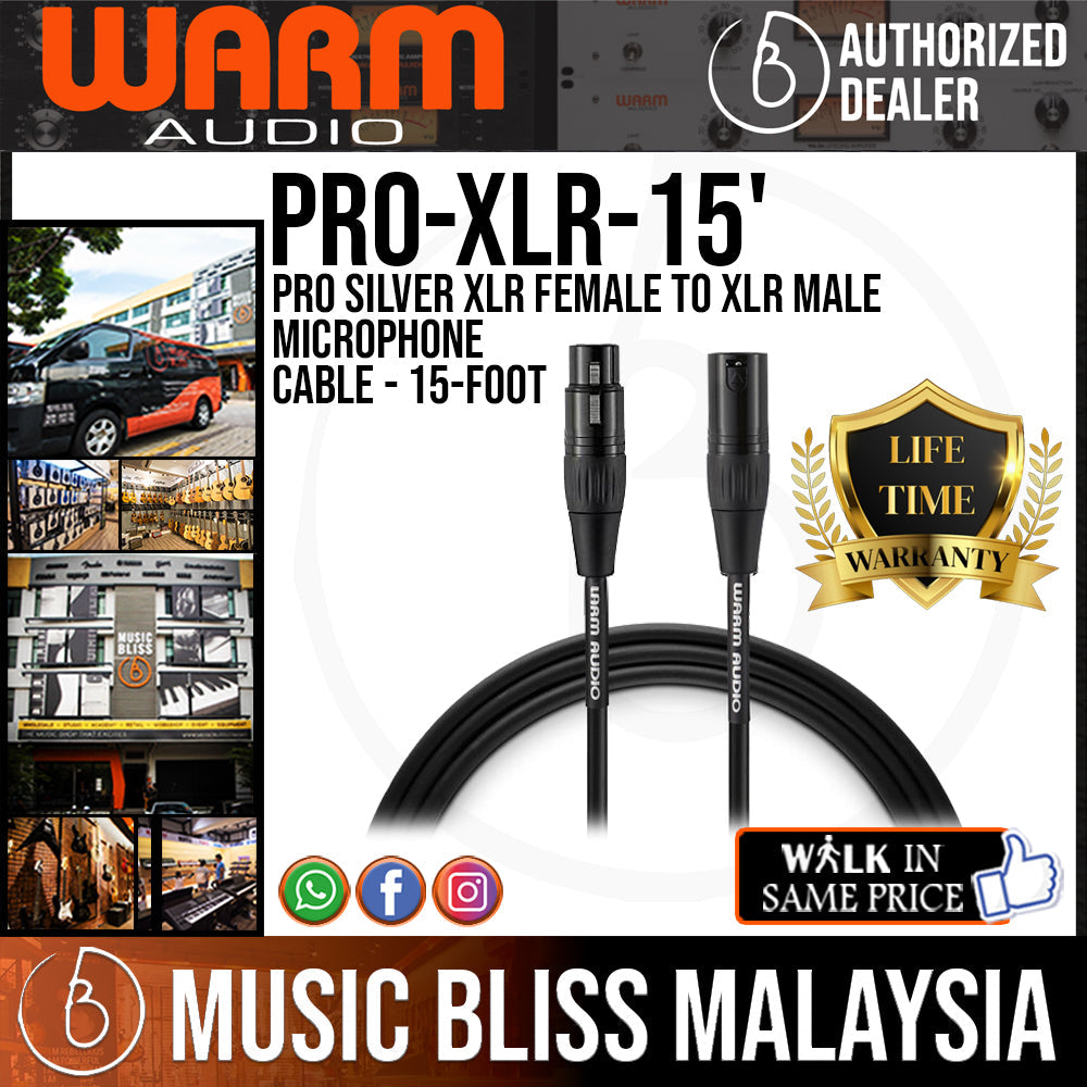 Warm Audio Pro Silver XLR Female to XLR Male Microphone Cable - 15 foot - Music Bliss Malaysia
