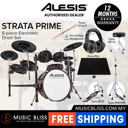 Alesis Strata Prime Electronic Drum Kit with Tama Hardware, Drumstick, Drum Stool, and Headphone