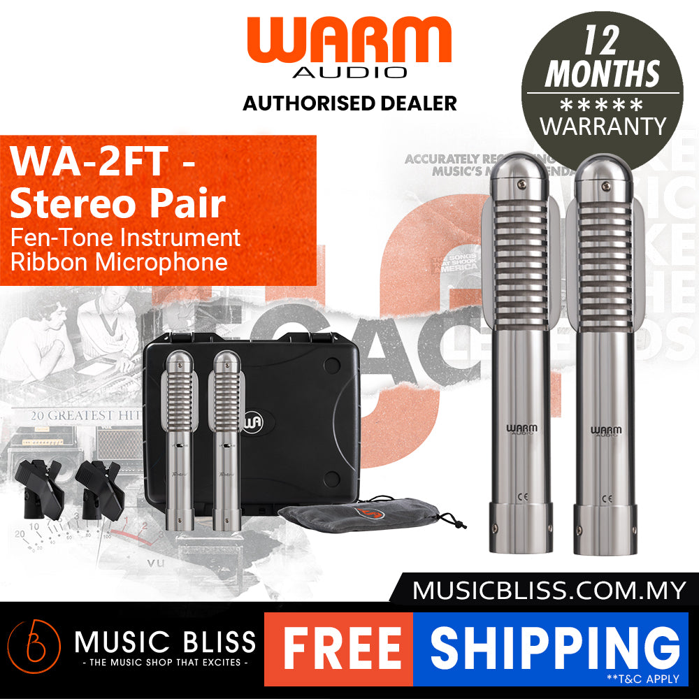 Warm Audio WA-2FT Fen-Tone Instrument Ribbon Microphone With Selectable In-Line Preamp - Stereo Pair