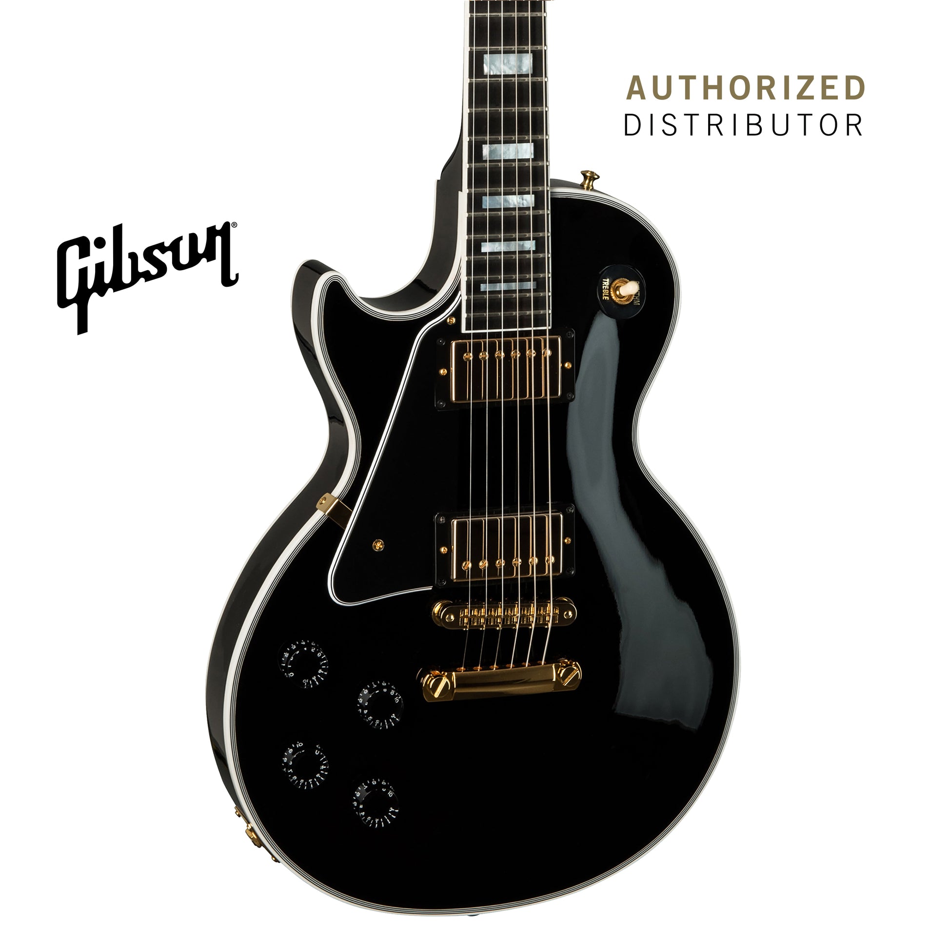 GIBSON LES PAUL CUSTOM LEFT-HANDED ELECTRIC GUITAR WITH EBONY FINGERBOARD - EBONY - Music Bliss Malaysia