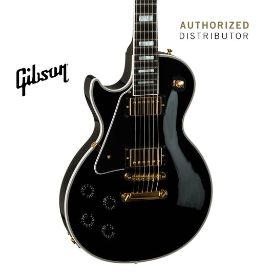 GIBSON LES PAUL CUSTOM LEFT-HANDED ELECTRIC GUITAR WITH EBONY FINGERBOARD - EBONY - Music Bliss Malaysia