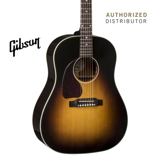 GIBSON J-45 STANDARD LEFT-HANDED ACOUSTIC-ELECTRIC GUITAR - VINTAGE SUNBURST - Music Bliss Malaysia