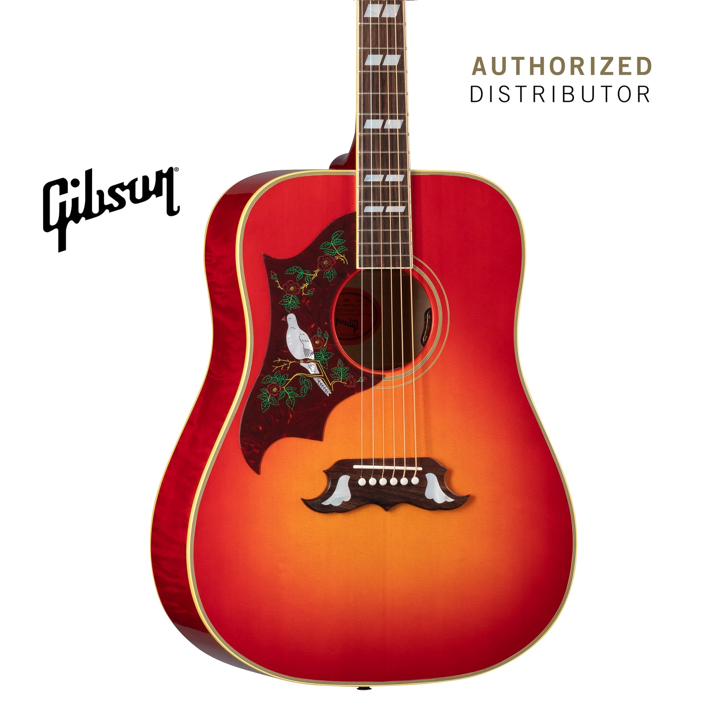 GIBSON DOVE ORIGINAL LEFT-HANDED ACOUSTIC-ELECTRIC GUITAR - VINTAGE CHERRY SUNBURST - Music Bliss Malaysia