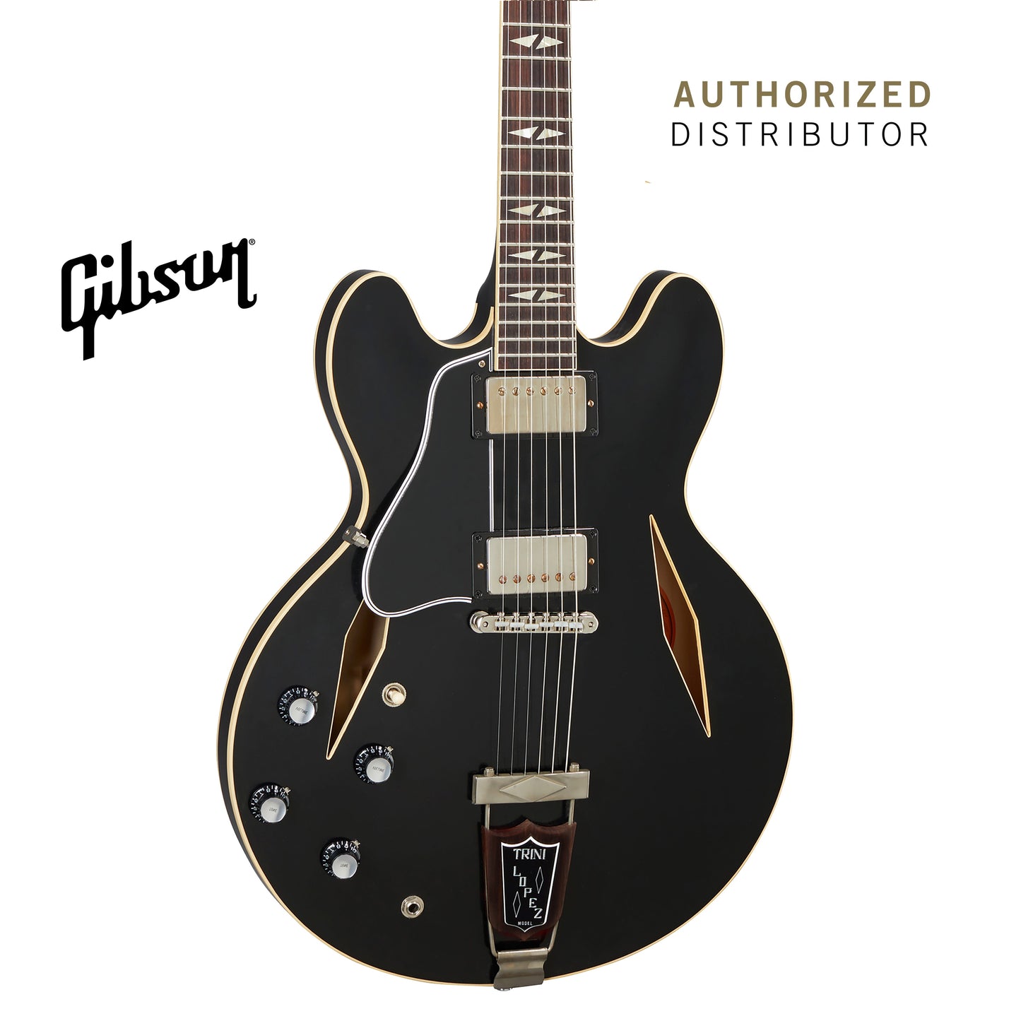 GIBSON 1964 TRINI LOPEZ STANDARD REISSUE VOS SEMI-HOLLOWBODY LEFT-HANDED ELECTRIC GUITAR - EBONY - Music Bliss Malaysia