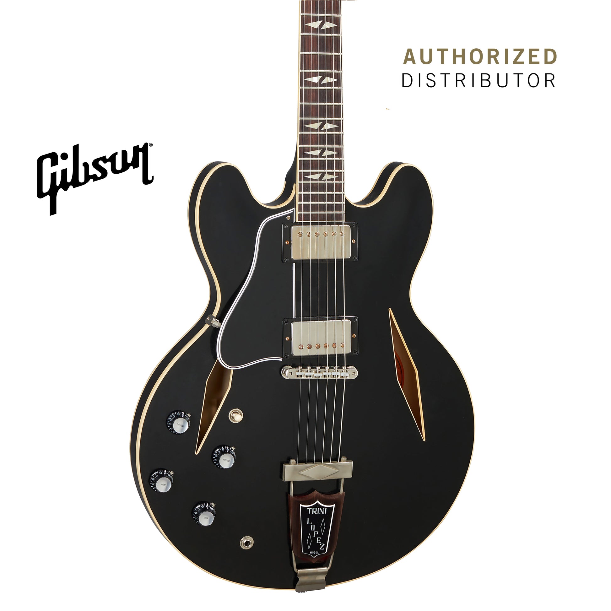 GIBSON 1964 TRINI LOPEZ STANDARD REISSUE VOS SEMI-HOLLOWBODY LEFT-HANDED ELECTRIC GUITAR - EBONY - Music Bliss Malaysia