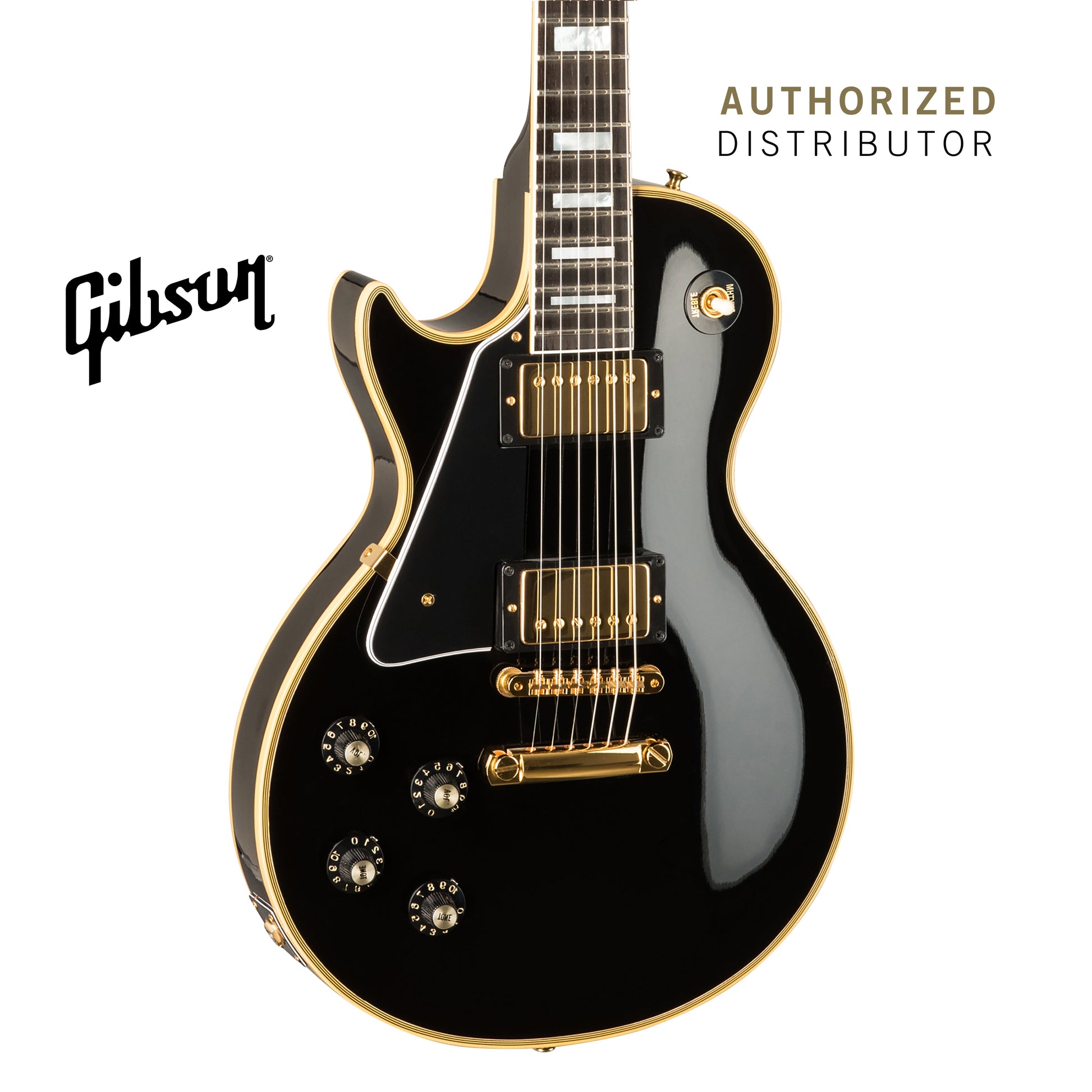 GIBSON 1968 LES PAUL CUSTOM REISSUE LEFT-HANDED ELECTRIC GUITAR - EBONY - Music Bliss Malaysia
