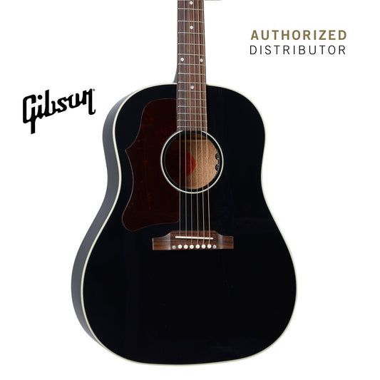 GIBSON 50S J-45 ORIGINAL LEFT-HANDED ACOUSTIC-ELECTRIC GUITAR - EBONY - Music Bliss Malaysia
