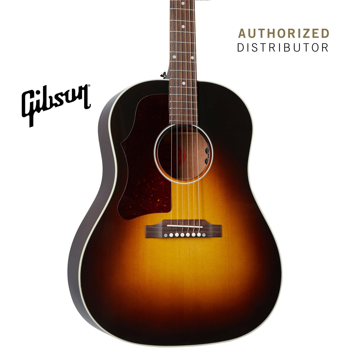GIBSON 50S J-45 ORIGINAL LEFT-HANDED ACOUSTIC-ELECTRIC GUITAR - VINTAGE SUNBURST - Music Bliss Malaysia