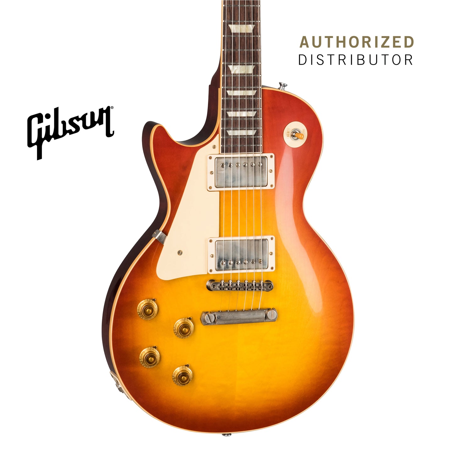 GIBSON 1958 LES PAUL STANDARD REISSUE VOS LEFT-HANDED ELECTRIC GUITAR - WASHED CHERRY SUNBURST - Music Bliss Malaysia