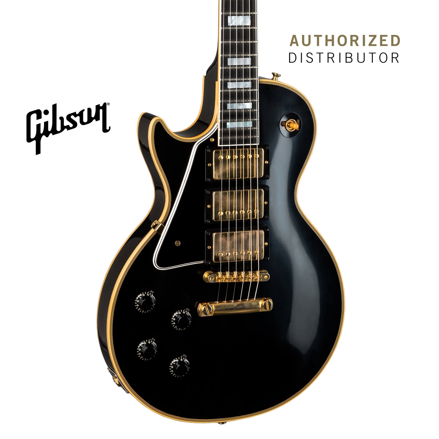 GIBSON 1957 LES PAUL CUSTOM REISSUE 3-PICKUP VOS LEFT-HANDED ELECTRIC GUITAR - EBONY - Music Bliss Malaysia
