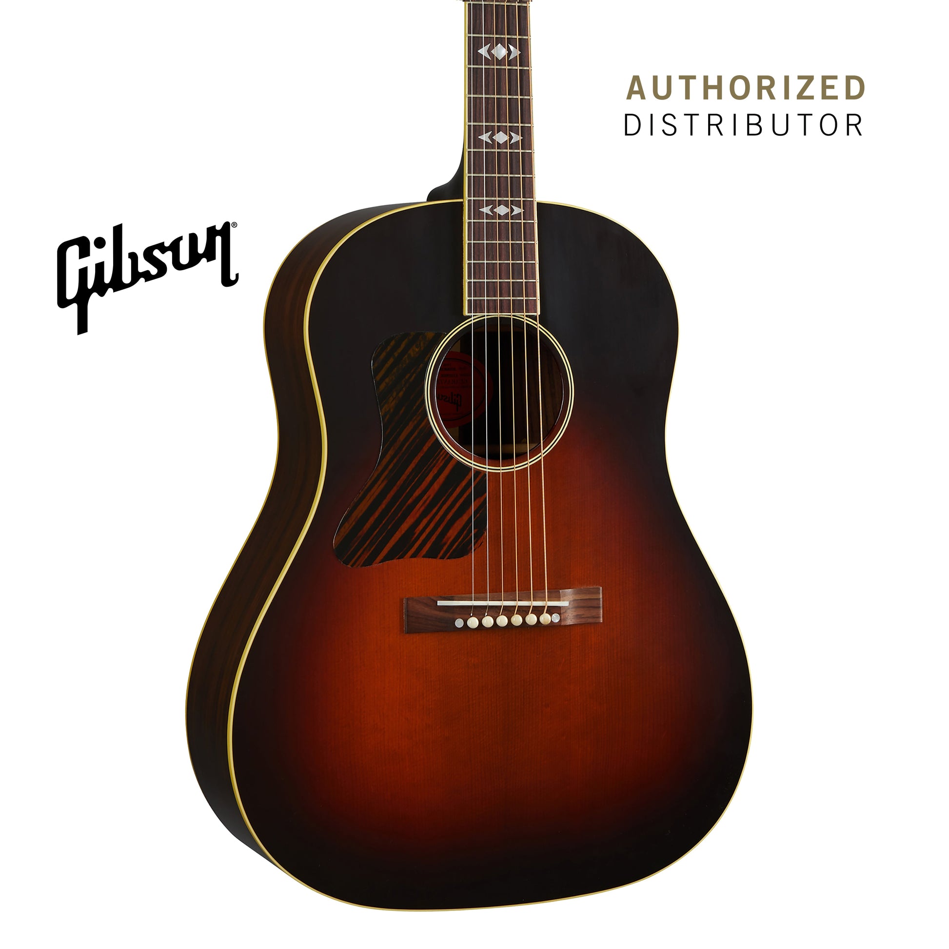 GIBSON 1936 ADVANCED JUMBO LEFT-HANDED ACOUSTIC GUITAR - VINTAGE SUNBURST - Music Bliss Malaysia