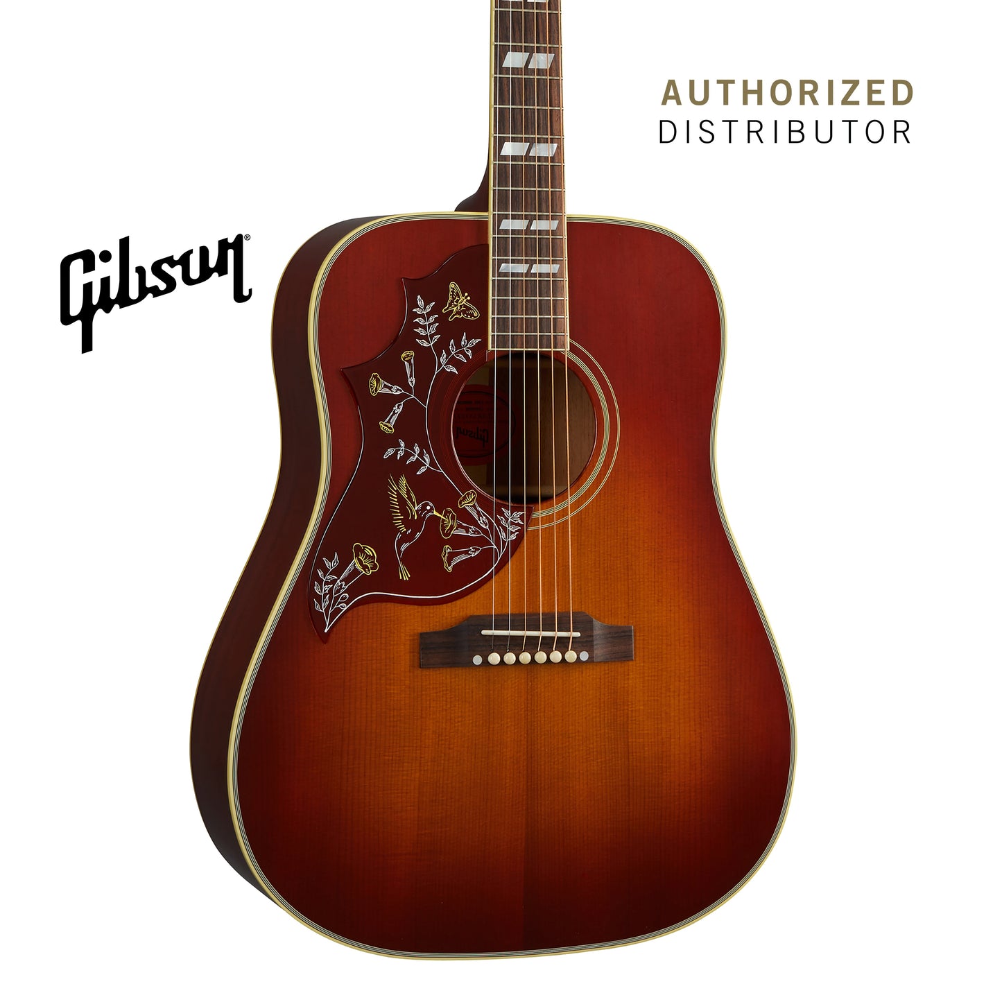GIBSON 1960 HUMMINGBIRD, FIXED BRIDGE LEFT-HANDED ACOUSTIC GUITAR - HERITAGE CHERRY SUNBURST - Music Bliss Malaysia