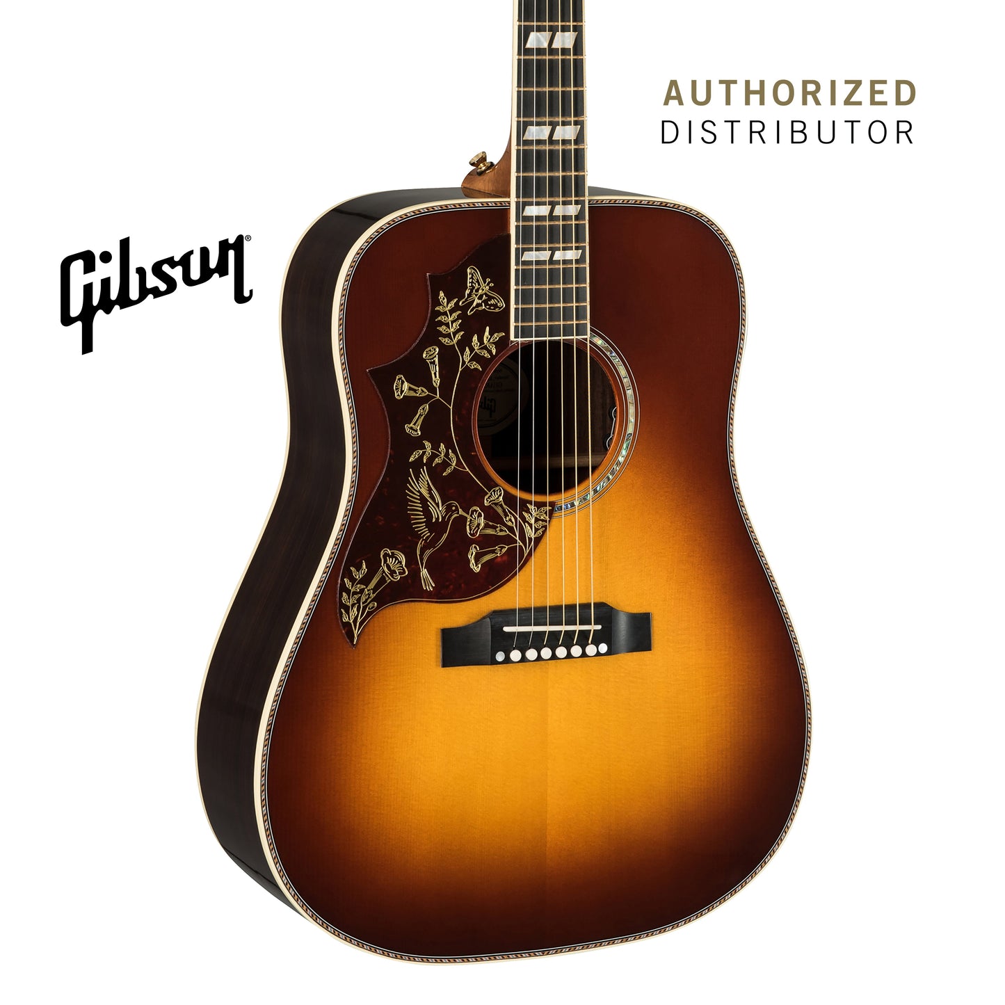 GIBSON HUMMINGBIRD DELUXE ROSEWOOD LEFT-HANDED ACOUSTIC-ELECTRIC GUITAR - ROSEWOOD BURST - Music Bliss Malaysia