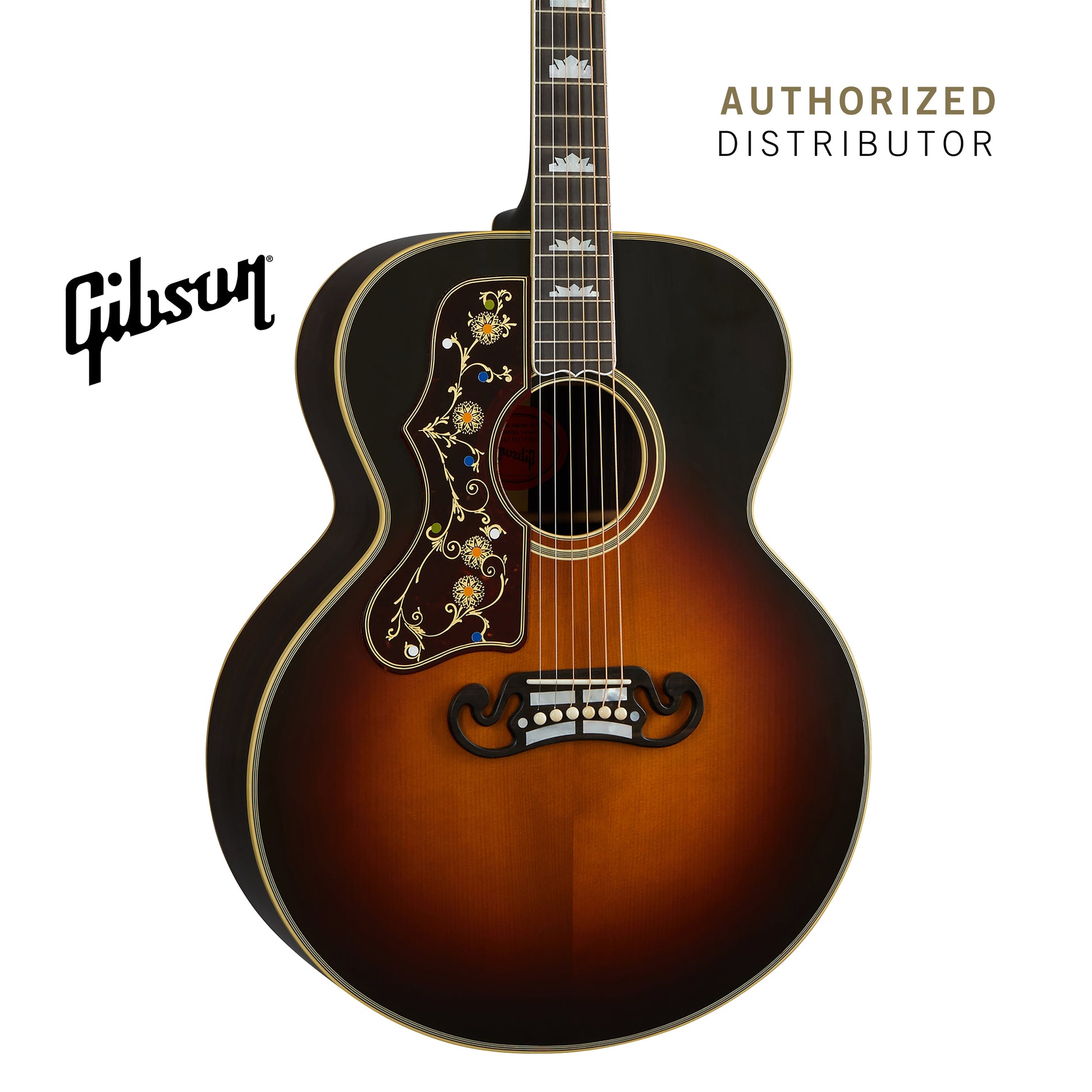 GIBSON PRE-WAR SJ-200 ROSEWOOD LEFT-HANDED ACOUSTIC GUITAR - VINTAGE SUNBURST - Music Bliss Malaysia