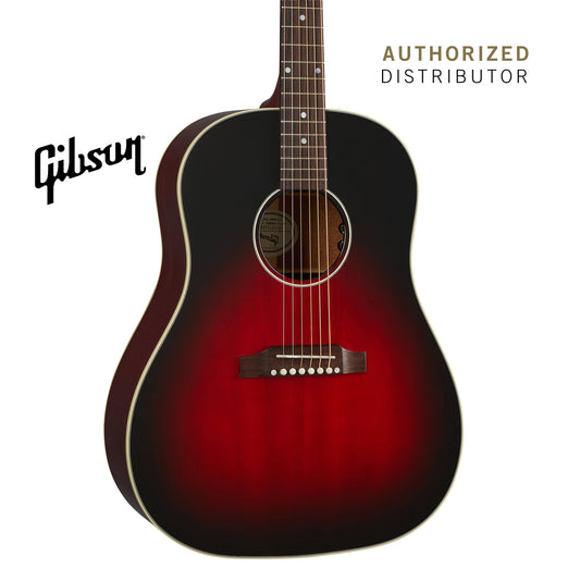 GIBSON SLASH J-45 LEFT-HANDED ACOUSTIC-ELECTRIC GUITAR - VERMILLION BURST - Music Bliss Malaysia