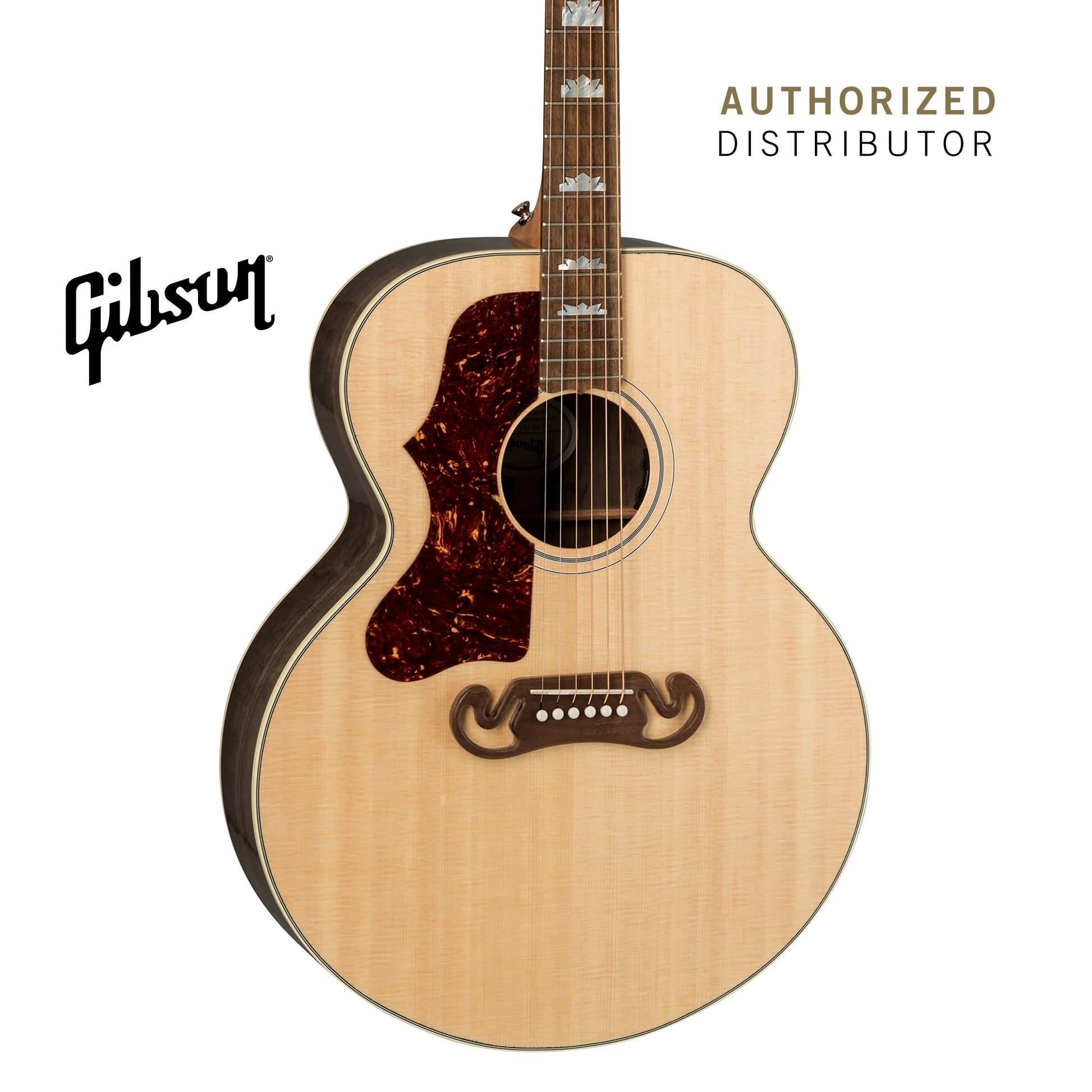 GIBSON SJ-200 STUDIO WALNUT LEFT-HANDED ACOUSTIC-ELECTRIC GUITAR - ANTIQUE NATURAL - Music Bliss Malaysia