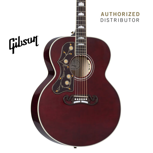 GIBSON SJ-200 STANDARD MAPLE LEFT-HANDED ACOUSTIC-ELECTRIC GUITAR - WINE RED - Music Bliss Malaysia