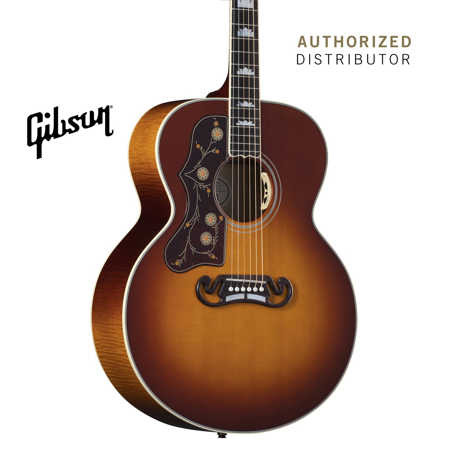 GIBSON SJ-200 STANDARD MAPLE LEFT-HANDED ACOUSTIC-ELECTRIC GUITAR - AUTUMNBURST - Music Bliss Malaysia
