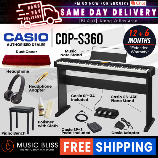 Casio CDP-S360 88-key Digital Piano Home Package - Black - Music Bliss Malaysia