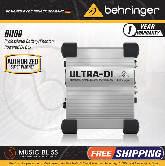 Behringer Ultra-DI DI100 1-channel Active Microphone / Instrument Direct Box - Music Bliss Malaysia