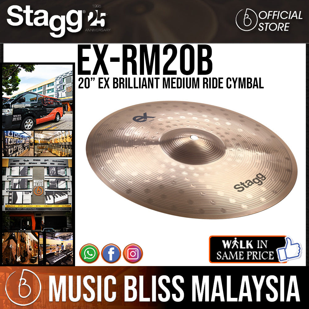 Stagg EX-RM20B 20” EX Brilliant Medium Ride Cymbal - Music Bliss Malaysia