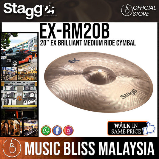 Stagg EX-RM20B 20” EX Brilliant Medium Ride Cymbal - Music Bliss Malaysia
