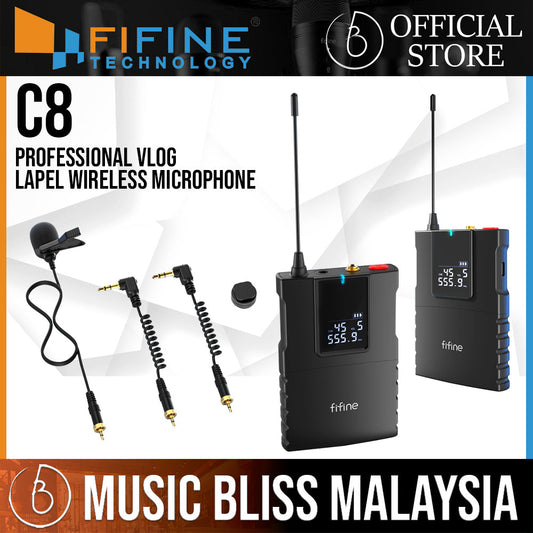Fifine C8 Professional Vlog Lapel Wireless Microphone Recording Condenser Microphone Broadcast Camera Microphone For Camera - Music Bliss Malaysia