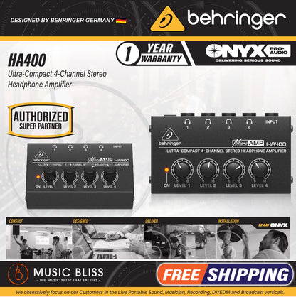 Behringer MicroAMP HA400 4-Channel Headphone Amplifier - Music Bliss Malaysia