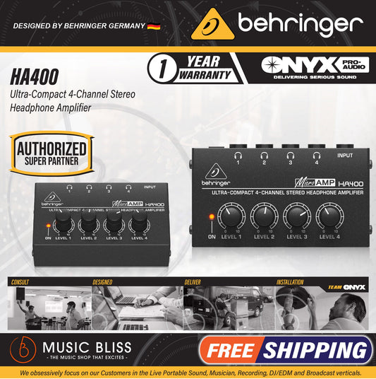 Behringer MicroAMP HA400 4-Channel Headphone Amplifier - Music Bliss Malaysia