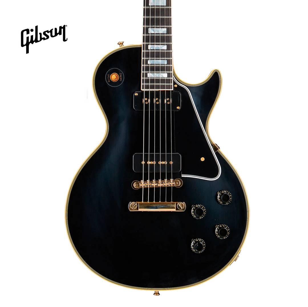 GIBSON 1954 LES PAUL CUSTOM STAPLE PICKUP REISSUE VOS ELECTRIC GUITAR - EBONY - Music Bliss Malaysia