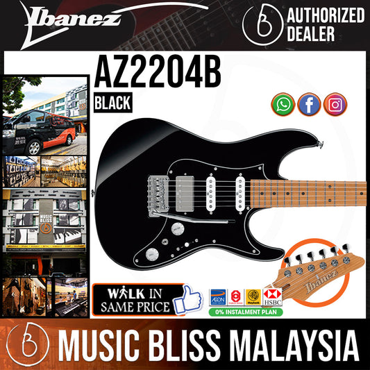 Ibanez Prestige AZ2204B Electric Guitar - Black - Music Bliss Malaysia