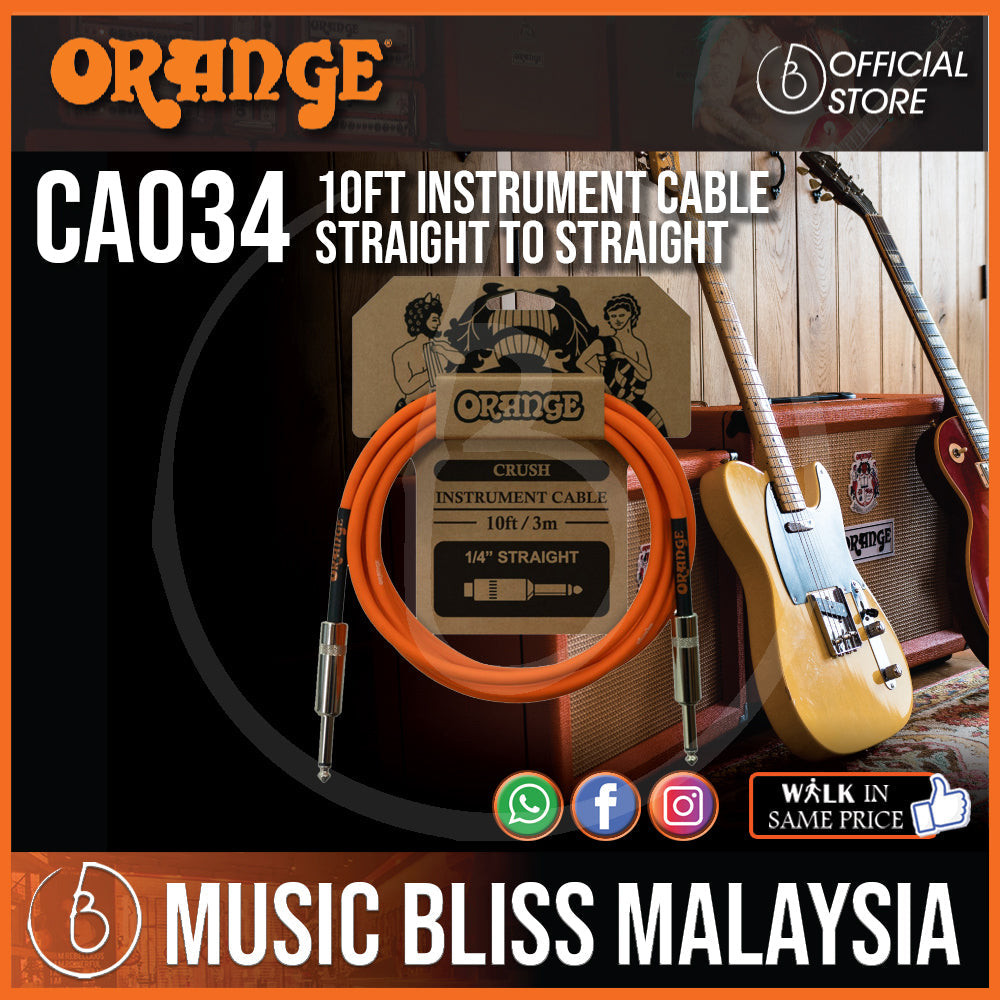 Orange Crush 10ft Instrument Cable Straight to Straight (CA034) - Music Bliss Malaysia