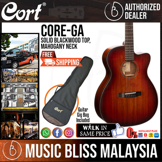 Cort Core-GA All Blackwood Acoustic Guitar with Bag - Open Pore Light Burst - Music Bliss Malaysia