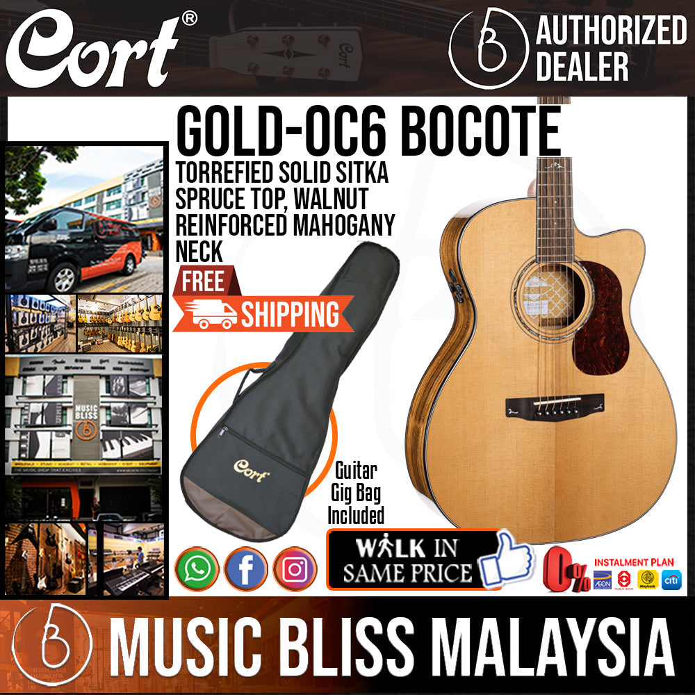 Cort Gold-OC6 Bocote Acoustic Guitar with Bag - Music Bliss Malaysia