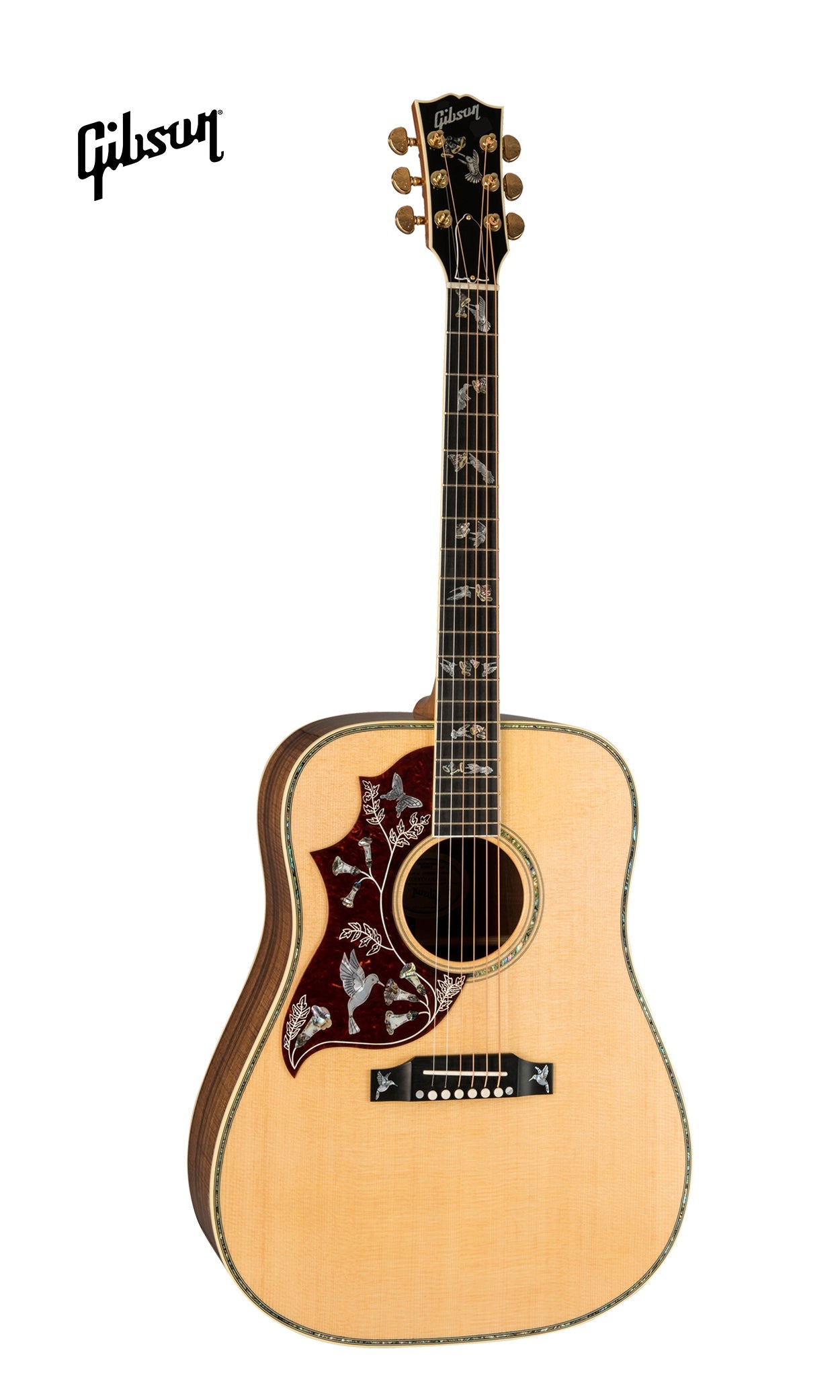 GIBSON HUMMINGBIRD CUSTOM KOA LEFT-HANDED ACOUSTIC GUITAR - ANTIQUE NATURAL - Music Bliss Malaysia