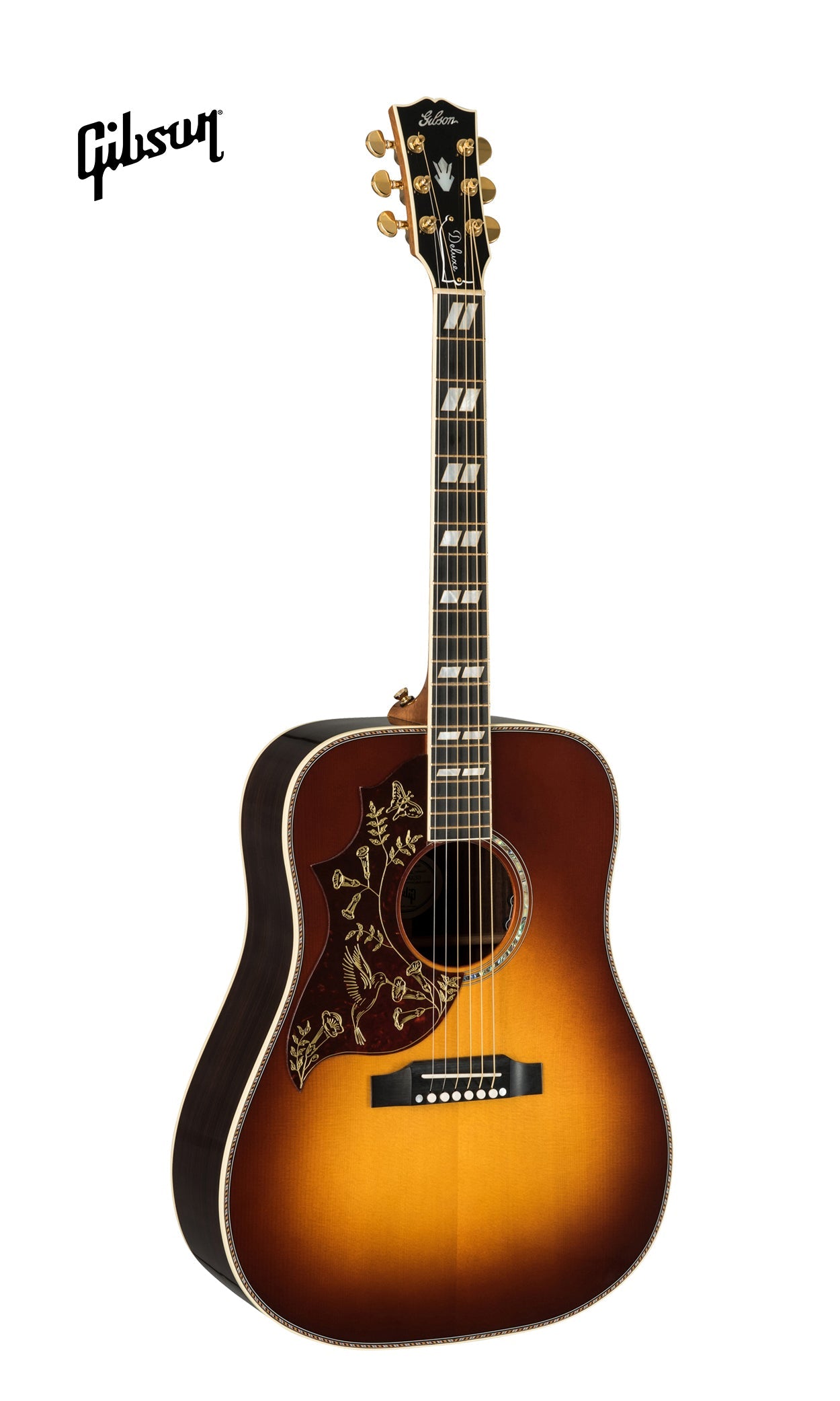 GIBSON HUMMINGBIRD DELUXE ROSEWOOD LEFT-HANDED ACOUSTIC-ELECTRIC GUITAR - ROSEWOOD BURST - Music Bliss Malaysia