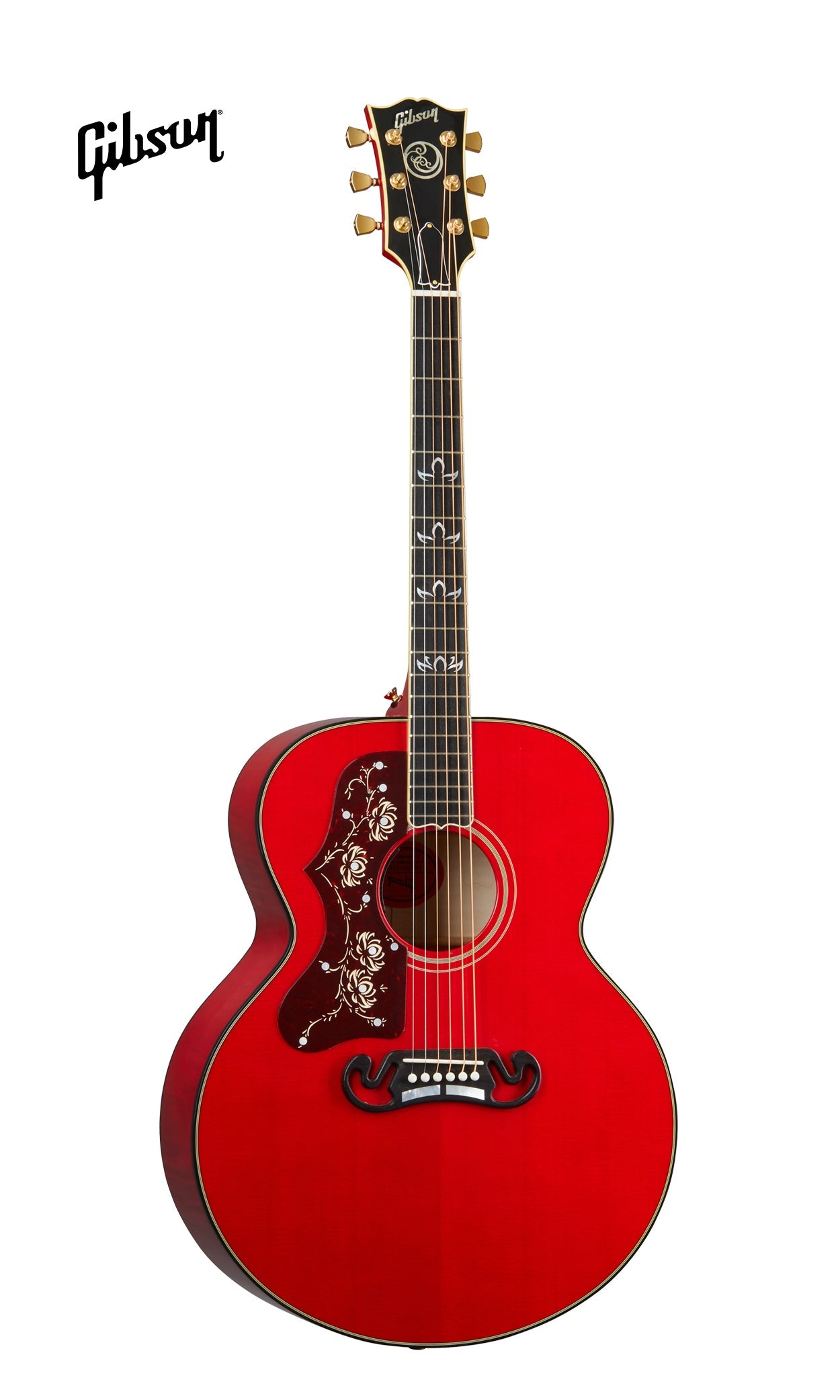 GIBSON ORIANTHI SJ-200 LEFT-HANDED ACOUSTIC-ELECTRIC GUITAR - CHERRY - Music Bliss Malaysia