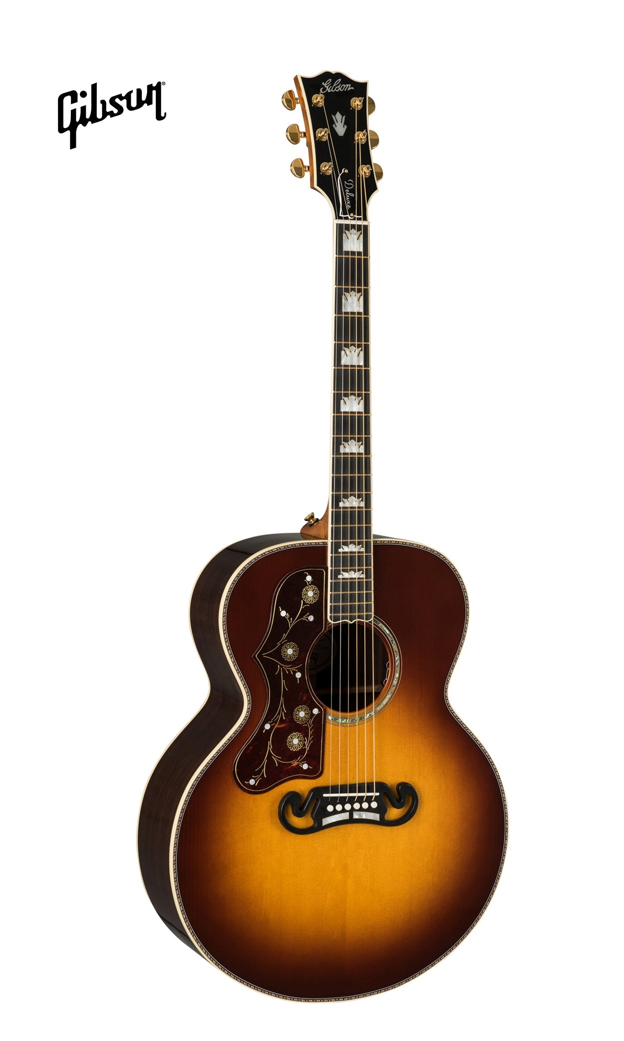 GIBSON SJ-200 DELUXE ROSEWOOD LEFT-HANDED ACOUSTIC-ELECTRIC GUITAR - ROSEWOOD BURST - Music Bliss Malaysia