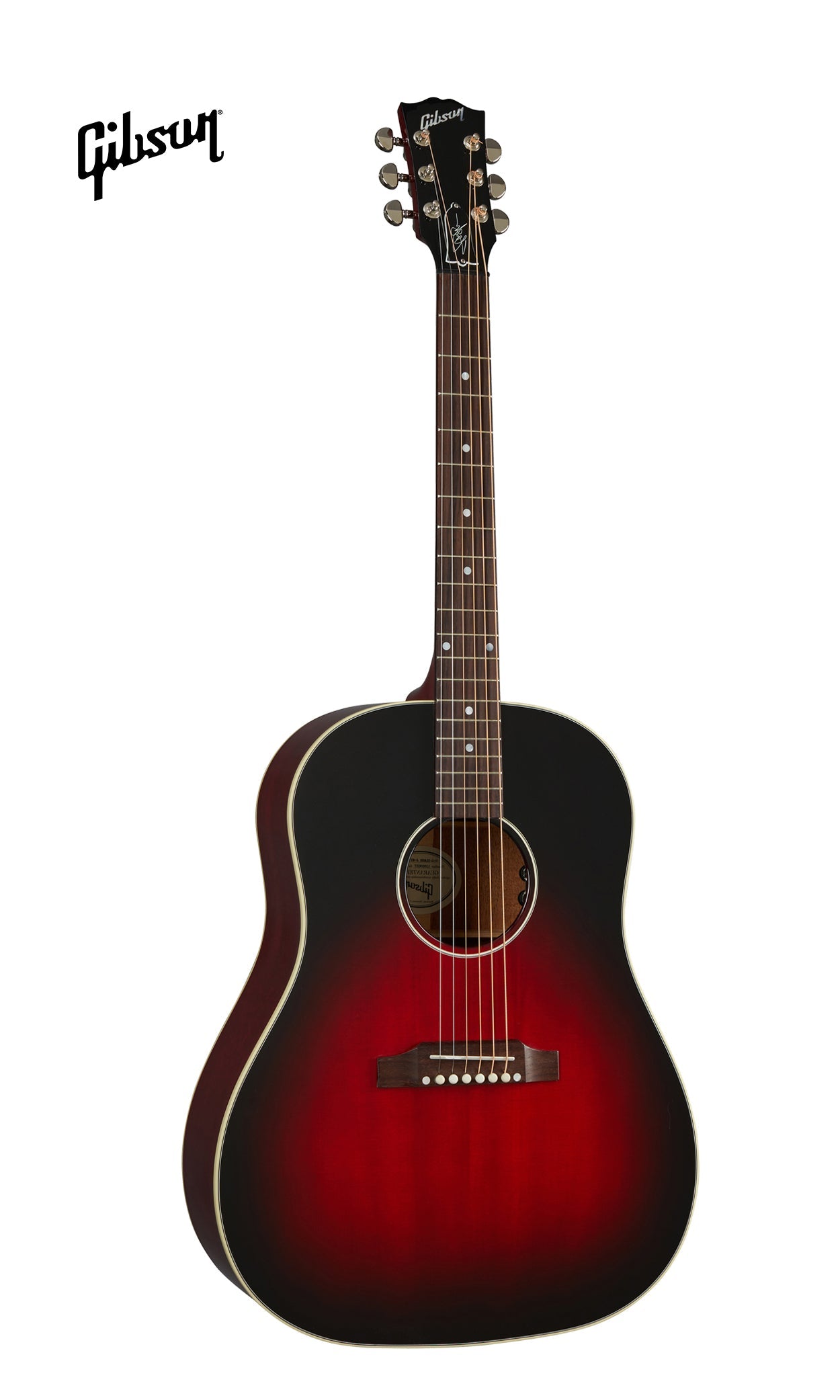 GIBSON SLASH J-45 LEFT-HANDED ACOUSTIC-ELECTRIC GUITAR - VERMILLION BURST - Music Bliss Malaysia